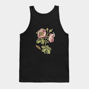 Rose Flower with Insects Vintage Botanical Illustration Tank Top